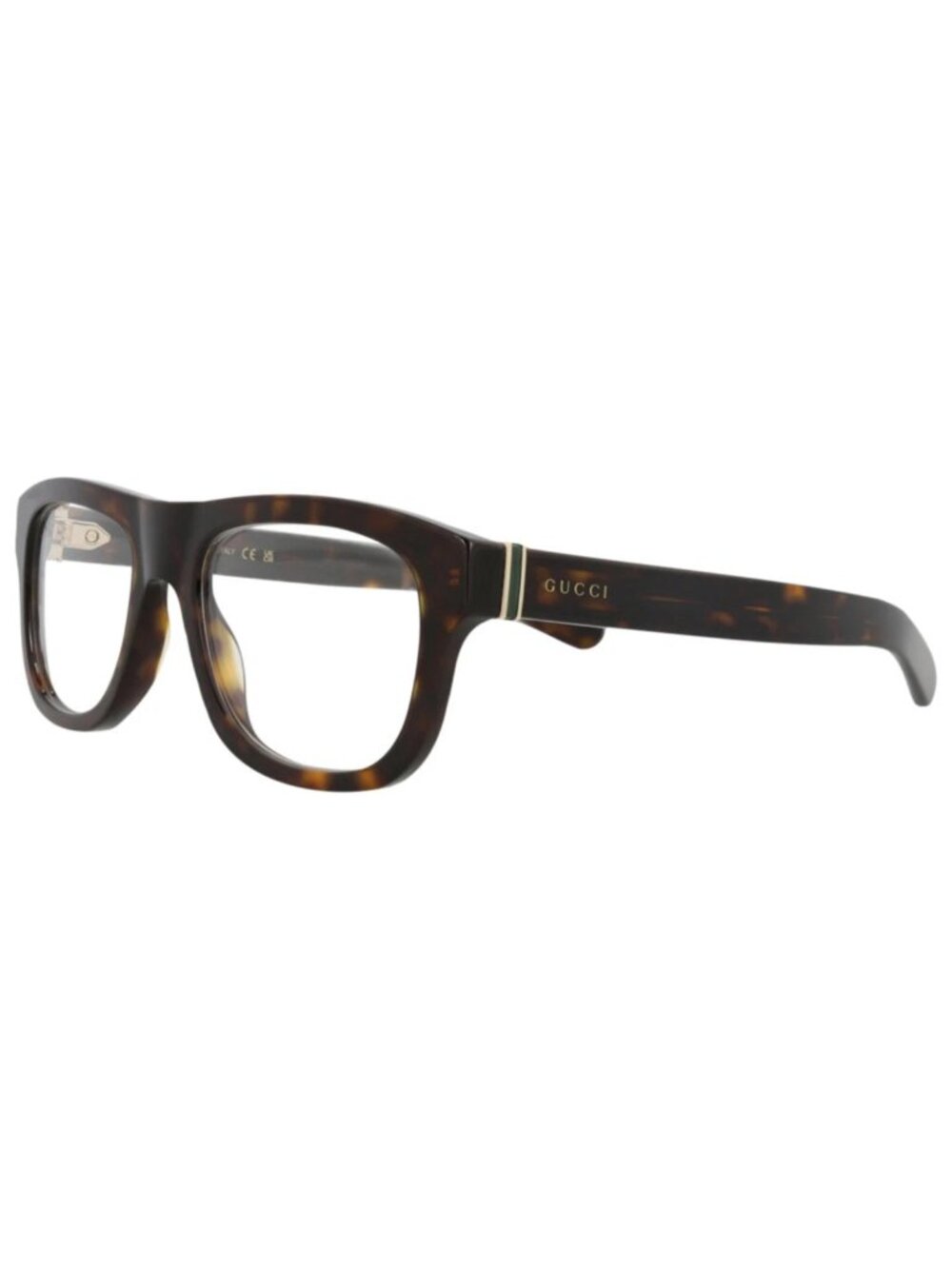 New Gucci Women's Eyeglasses Square Rectangle Recycled Acetate Frame Mens Havana